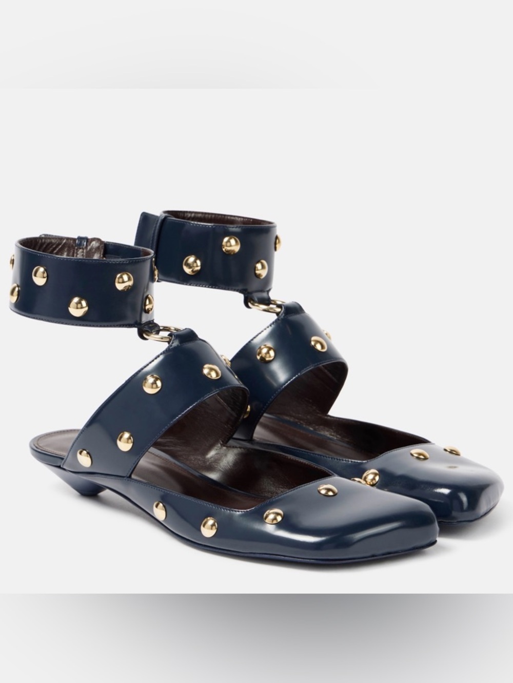 Chloe Jade Leather Studded Sandals Navy
